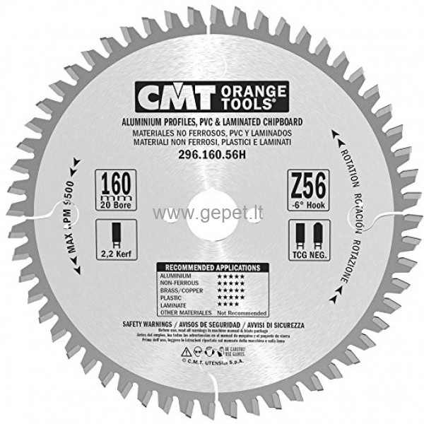 Pjovimo diskas CMT 160x20x2,2 Z56 296.160.56H