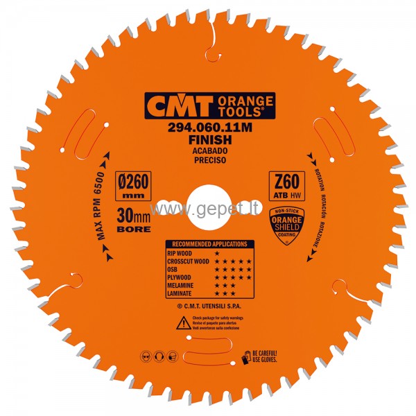 Pjovimo diskas CMT 260x30x2,5 Z60 294.060.11M