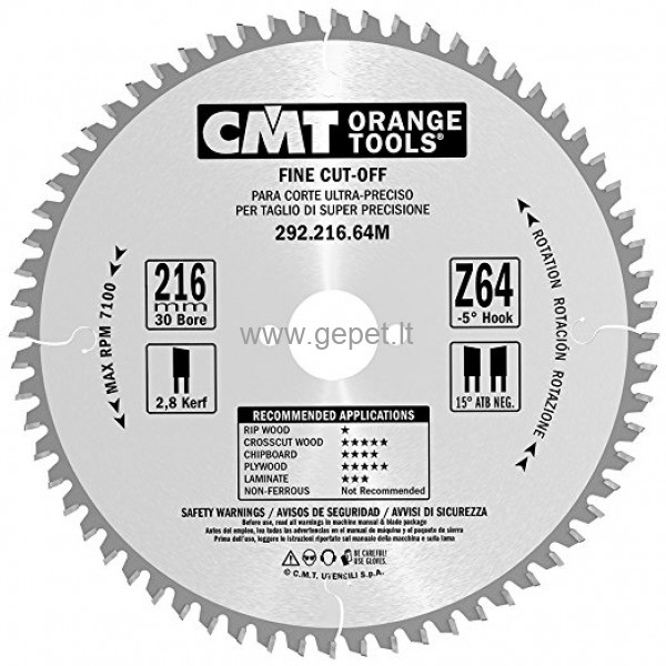 Pjovimo diskas CMT 216x30x2,8 Z64 292.216.64M