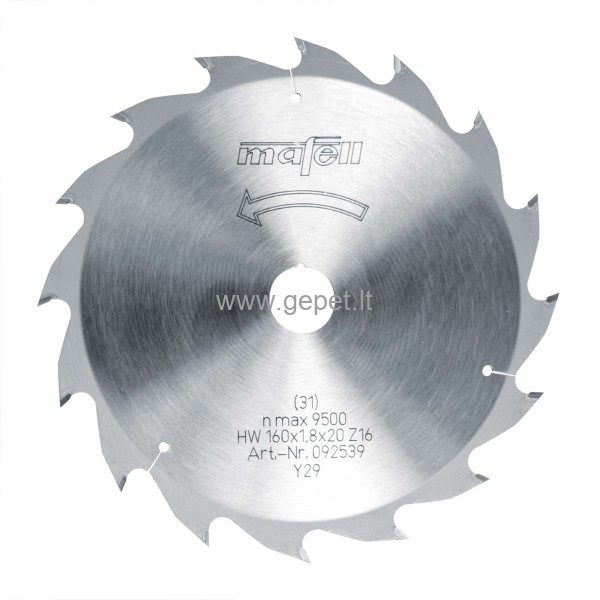 Pjovimo diskas MAFELL 160x20x1,8 Z16 092539