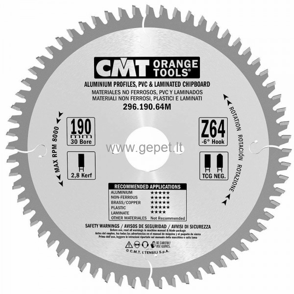 Pjovimo diskas CMT 190x30x2,8 Z64 296.190.64M