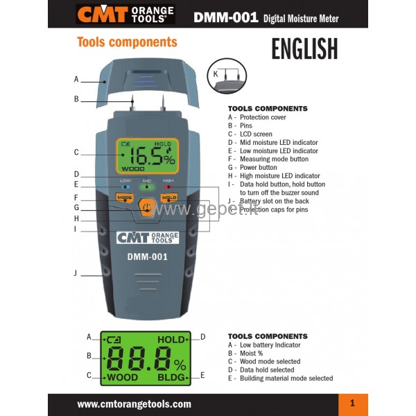 Skaitmeninis drėgmės matuoklis CMT DMM-001