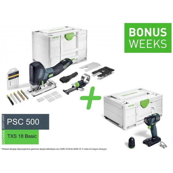 Akumuliatorinis siaurapjūklis PSC 500 EB-Basic-Set FESTOOL 576961