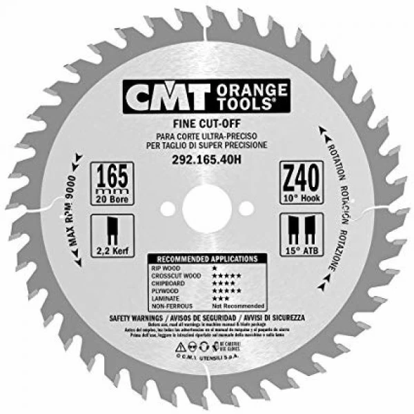 Pjovimo diskas CMT 165x20x2,2 Z40 292.165.40H